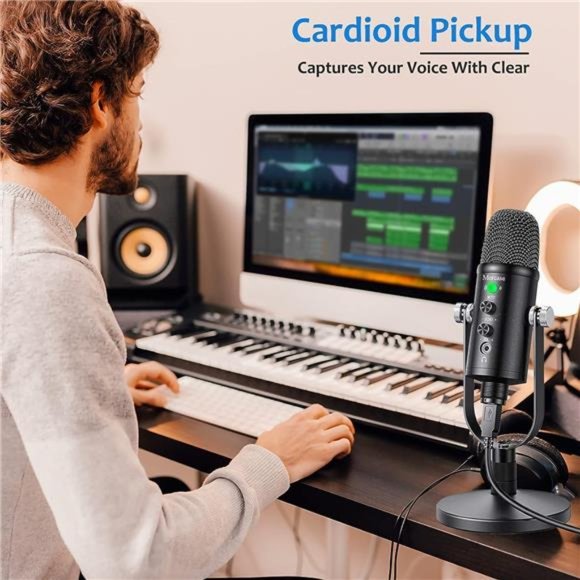 USB Microphone for Mac,PC,Phone Mic for Sing,ASMR,Podcast with Mute Button - Picture 3 of 5